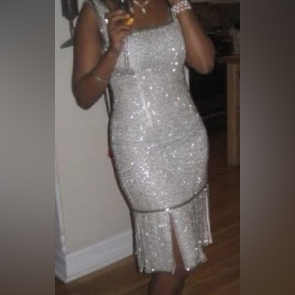 Elegant Silver Sequin Dress